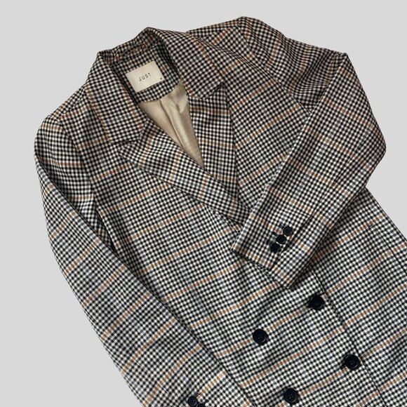 JUST FEMALE Holmes Oversized Double Breasted Checkered Plaid Blazer Size XS - Picture 2 of 9